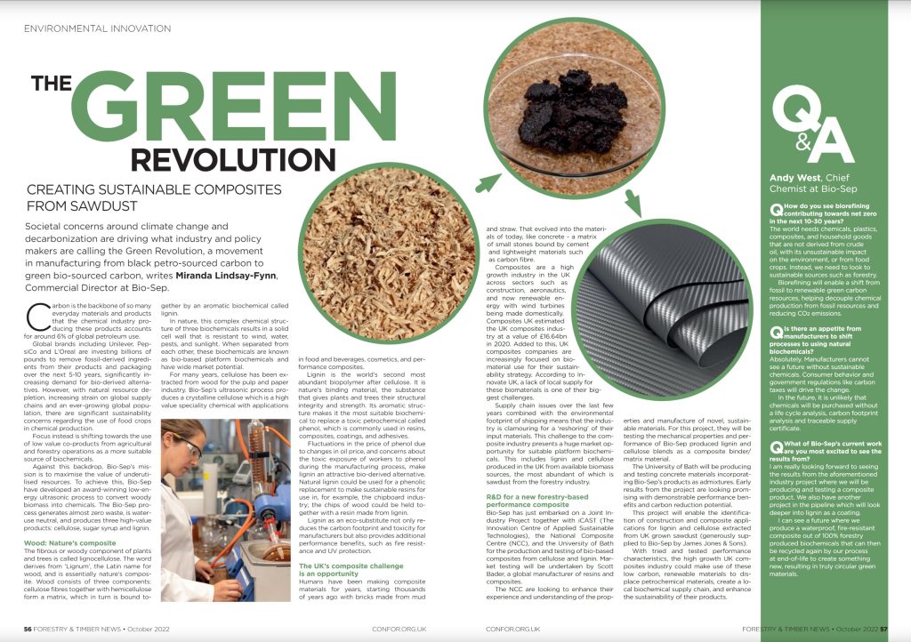 Sustainable composites from sawdust article